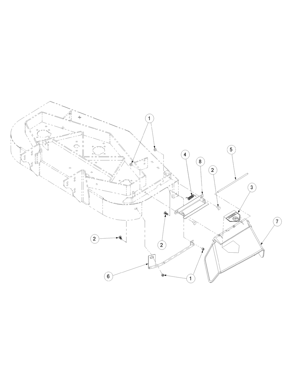 Chute Assembly 48-Inch Diagram and Parts List for H1748 55AI4HPS050-WAM Cub Cadet Lawn Mower